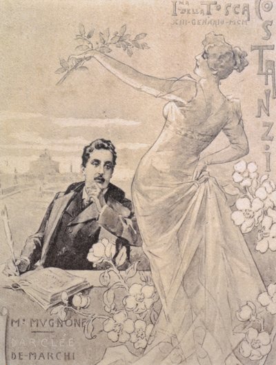Tarjeta postal conmemorativa de la primera representación de la ópera 